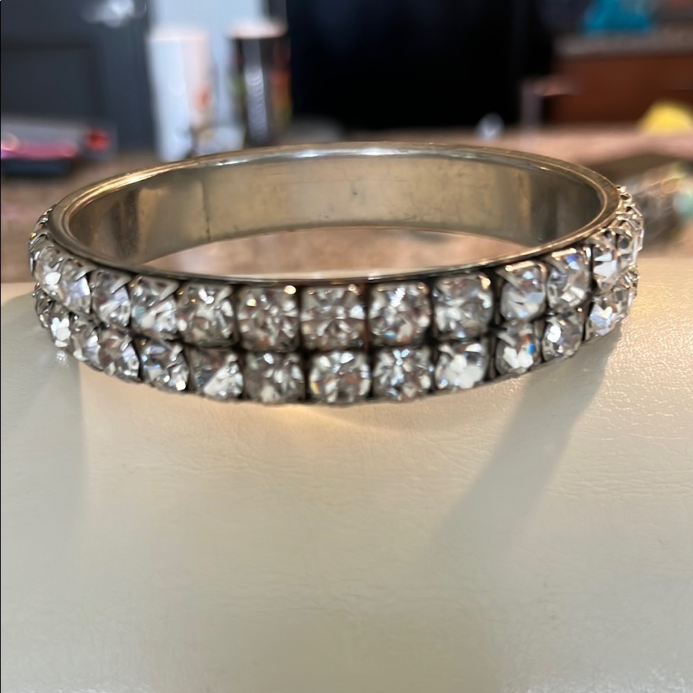 Elegant Silver Crystal Bangle